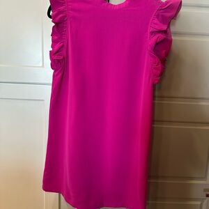 Vibrant Pink Ruffle Sleeve Dress